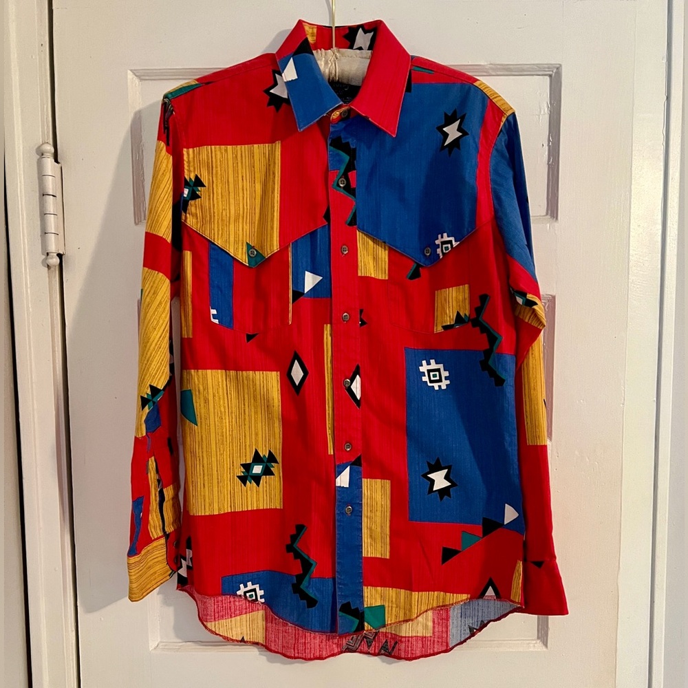 Vintage Wrangler Brushpopper Shirt Size M/ 15 1/2 x34